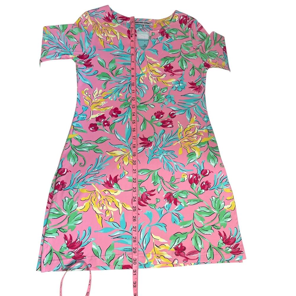 Barbara Gerwit Nylon Spandex Tunic Top Pink Multi Size M Resort Travel NWT - Picture 7 of 9